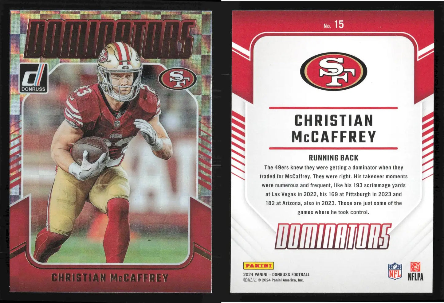 2024 Panini Donruss CHRISTIAN MCCAFFREY #15 Dominators San Francisco 49ers - Football Card Single