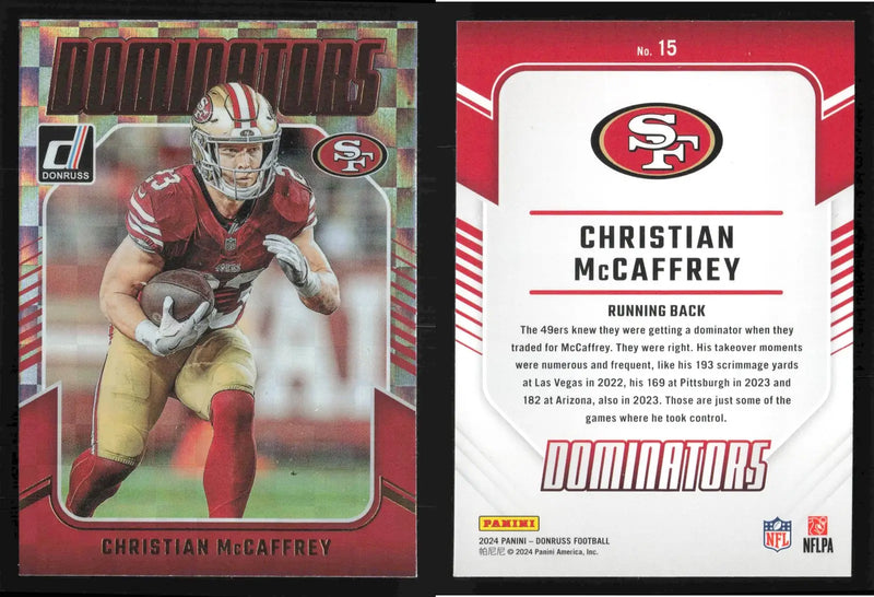 2024 Panini Donruss CHRISTIAN MCCAFFREY #15 Dominators San Francisco 49ers - Football Card Single