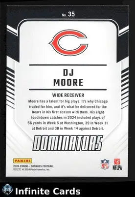 2024 Panini Donruss DJ MOORE #35 Dominators Chicago Bears - Football Card Single