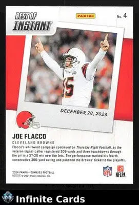 2024 Panini Donruss Football JOE FLACCO #4 Best of Instant Cleveland Browns
