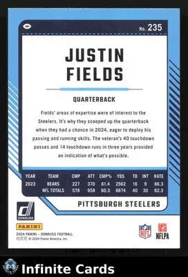 2024 Panini Donruss Football JUSTIN FIELDS #235 Pittsburgh Steelers