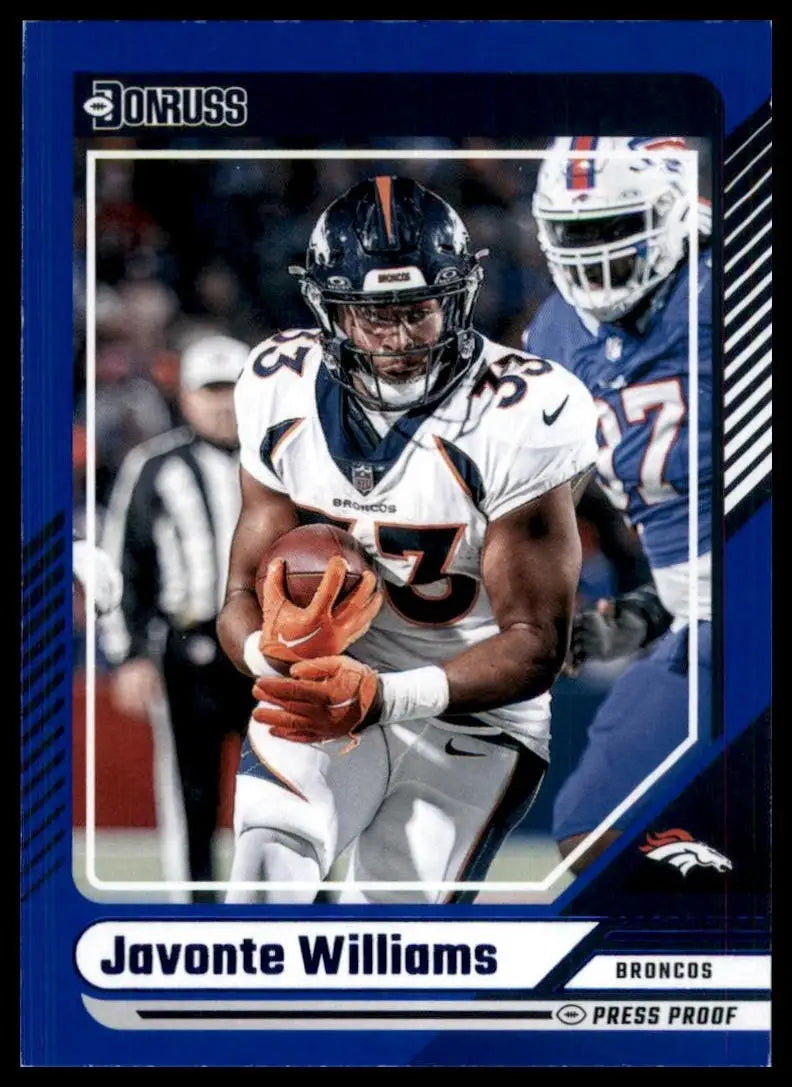 2024 Panini Donruss - Javonte Williams #48 Blue Press Proof - Football Card Single