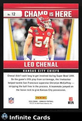 2024 Panini Donruss LEO CHENAL #12 Champ Is Here Kansas City Chiefs - Football Card Single