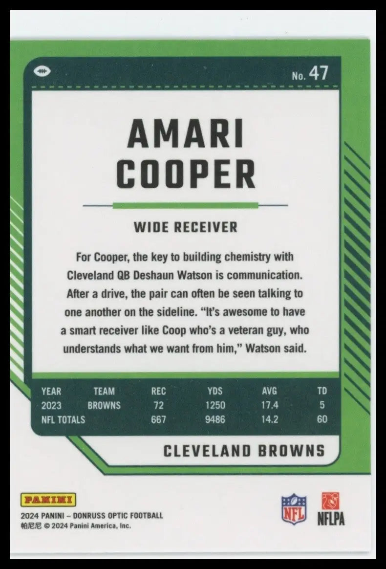 2024 Panini Donruss Optic Amari Cooper #47 Cleveland Browns Football Card NFL - Football Card Single