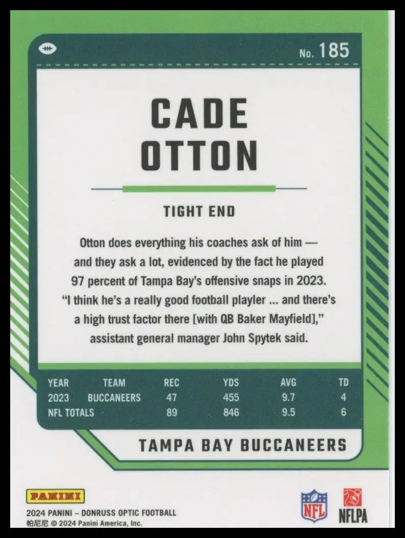 2024 Panini Donruss Optic Cade Otton #185 Tampa Bay Buccaneers Football Card NFL - Football Card Single