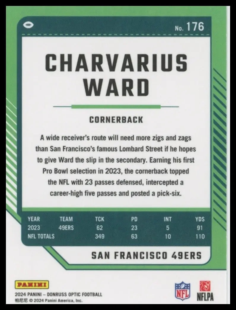 2024 Panini Donruss Optic Charvarius Ward #176 San Francisco 49ers Football Card - Football Card Single