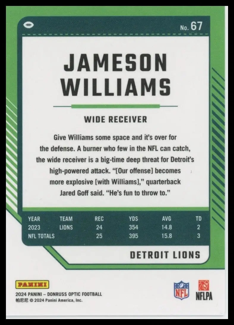 2024 Panini Donruss Optic - Jameson Williams #67