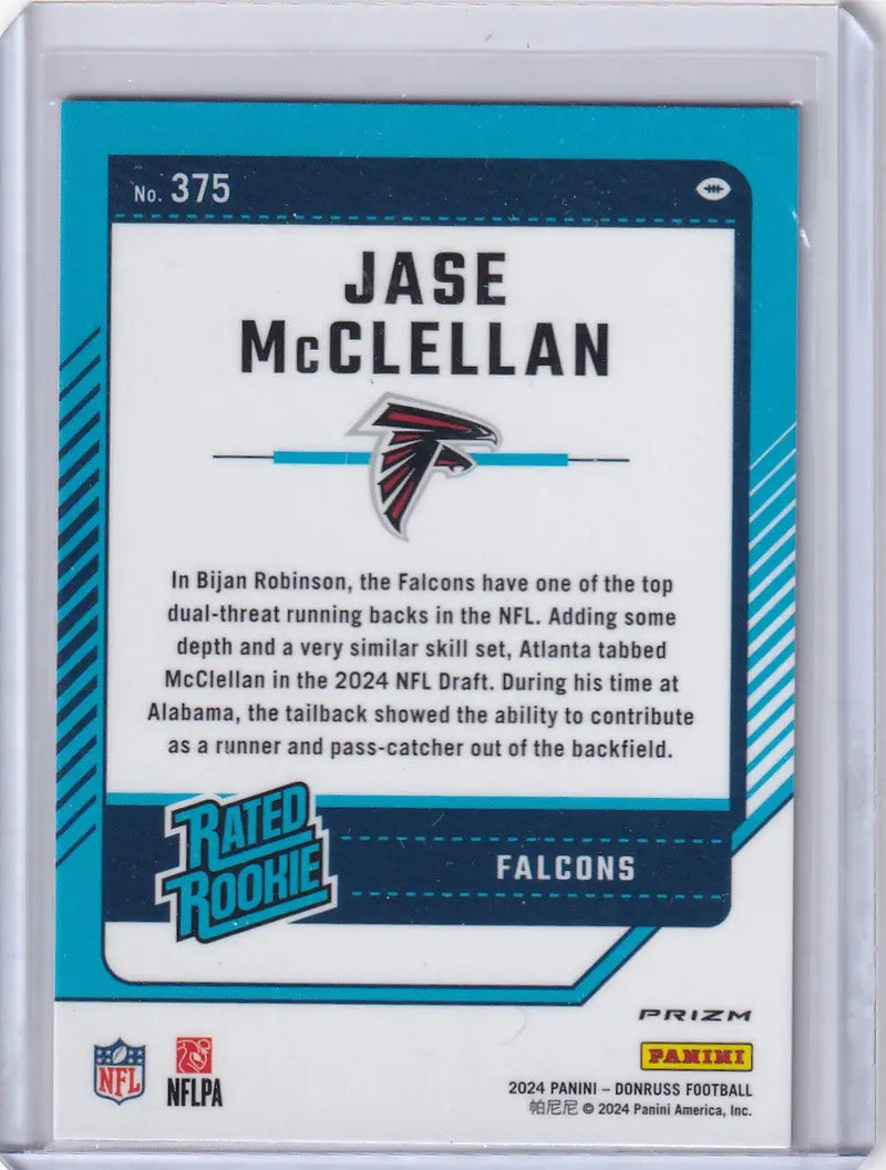 2024 Panini Donruss Optic Pink #375 Jase McClellan - Atlanta Falcons