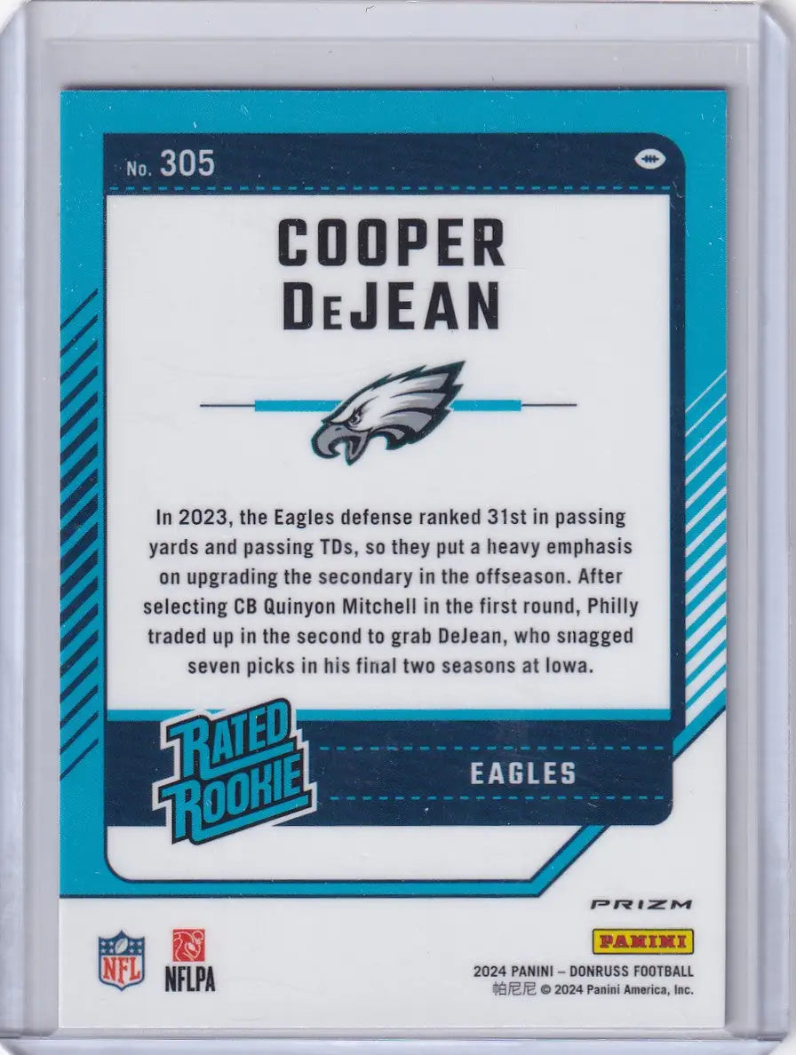2024 Panini Donruss Optic Pink Preview #305 Cooper Dejean - Philadelphia Eagles - Football Card Single