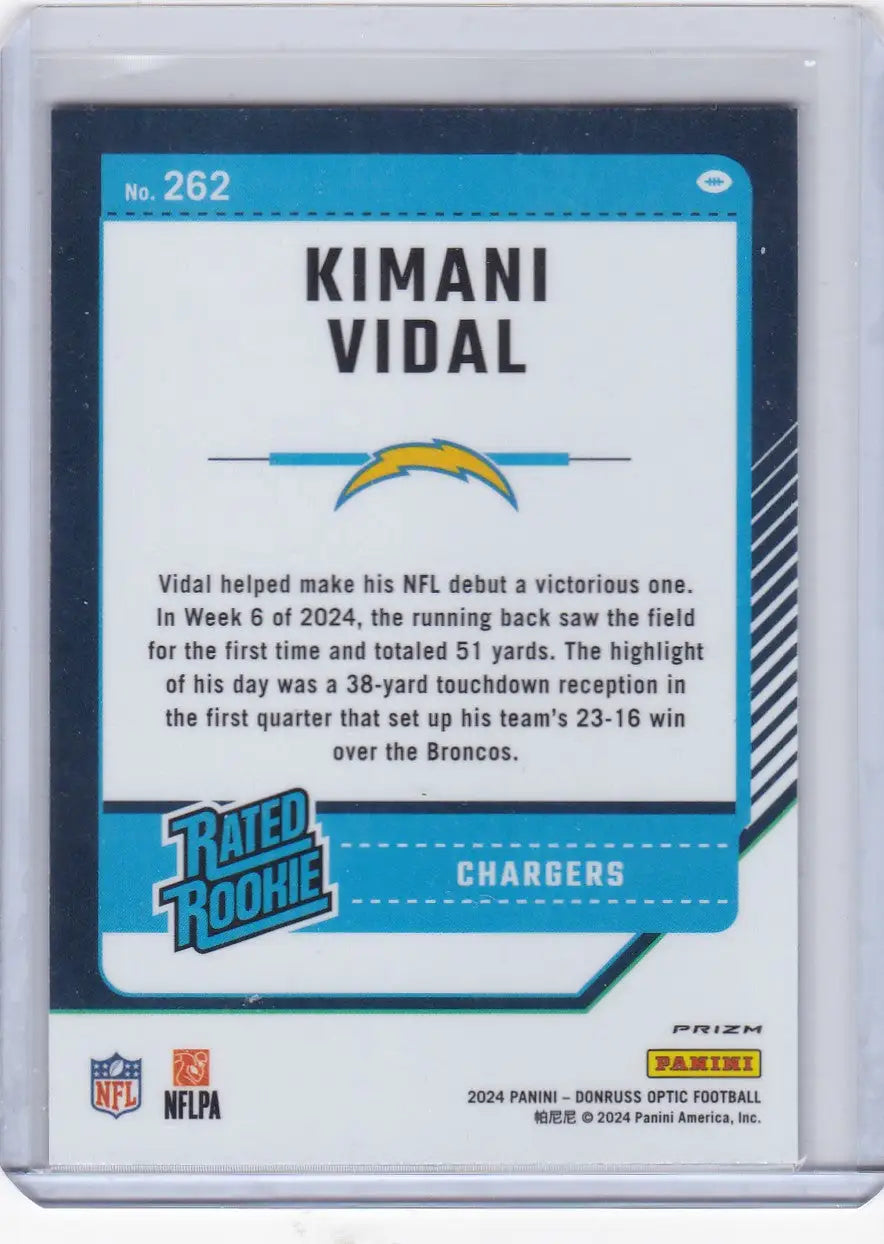 2024 Panini Donruss Optic Purple Shock #262 Kimani Vidal - Chargers - Football Card Single