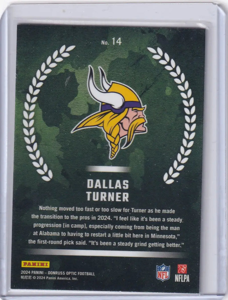 2024 Panini Donruss Optic Rookie Recruits #14 Dallas Turner - Vikings - Football Card Single