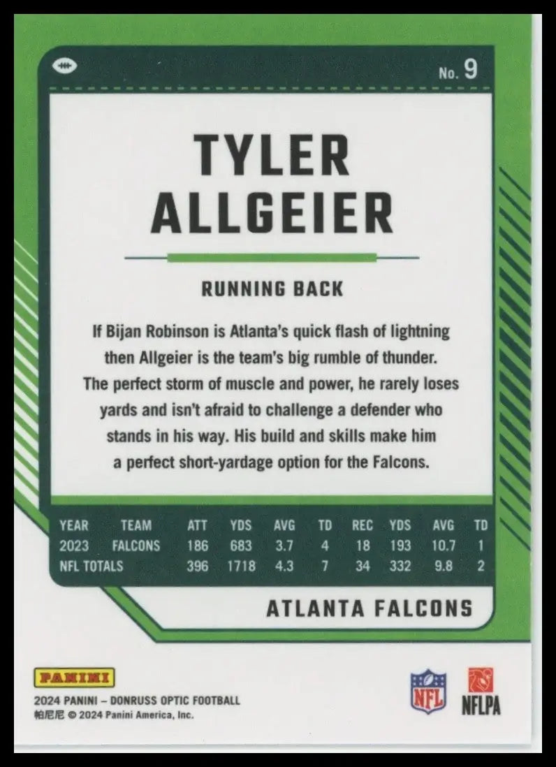 2024 Panini Donruss Optic - Tyler Allgeier #9