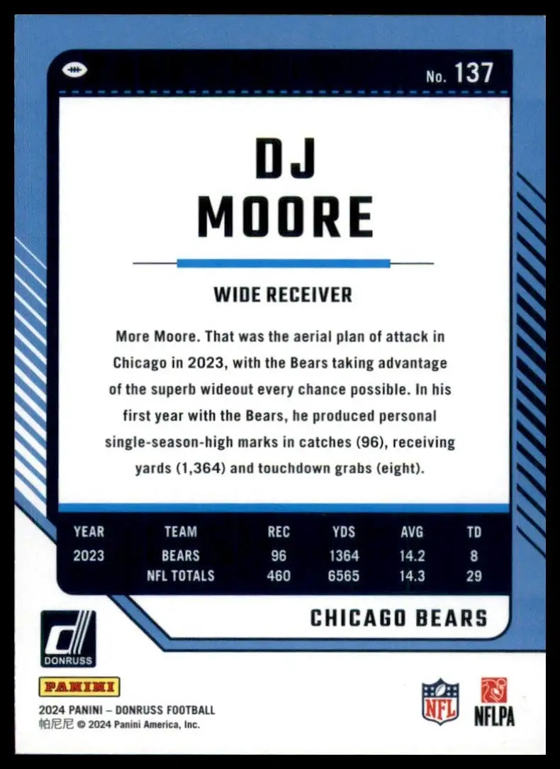 2024 Panini Donruss Press Proof Green DJ Moore #137 Chicago Bears Football Card - Football Card Single