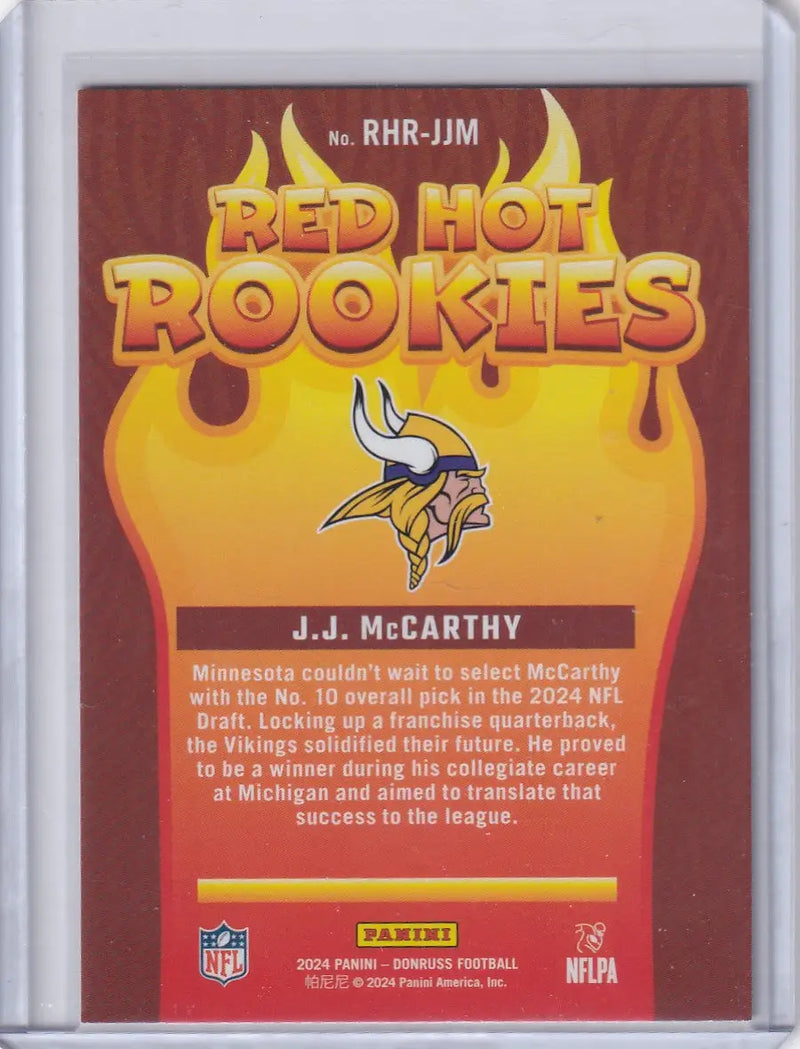 2024 Panini Donruss Red Hot Rookies #RHR-JJM JJ McCarthy - Minnesota Vikings - Football Card Single