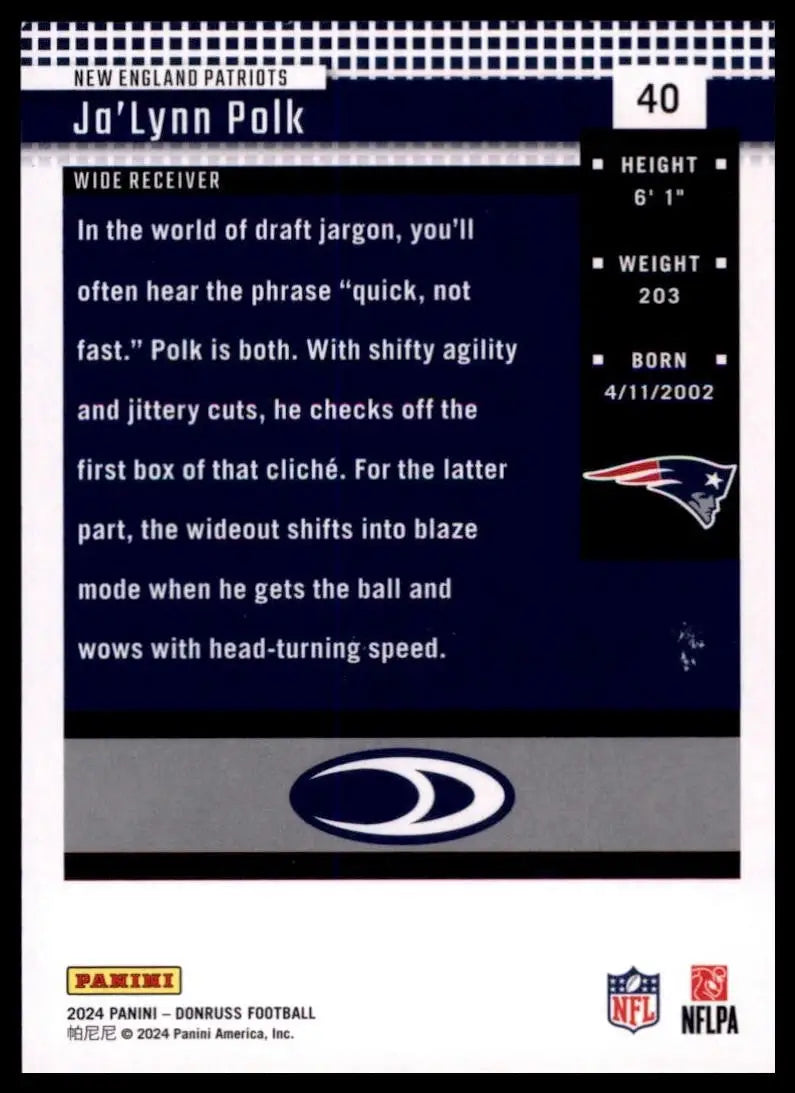 2024 Panini Donruss - Retro 2004 Ja’Lynn Polk #40 (RC) - Football Card Single