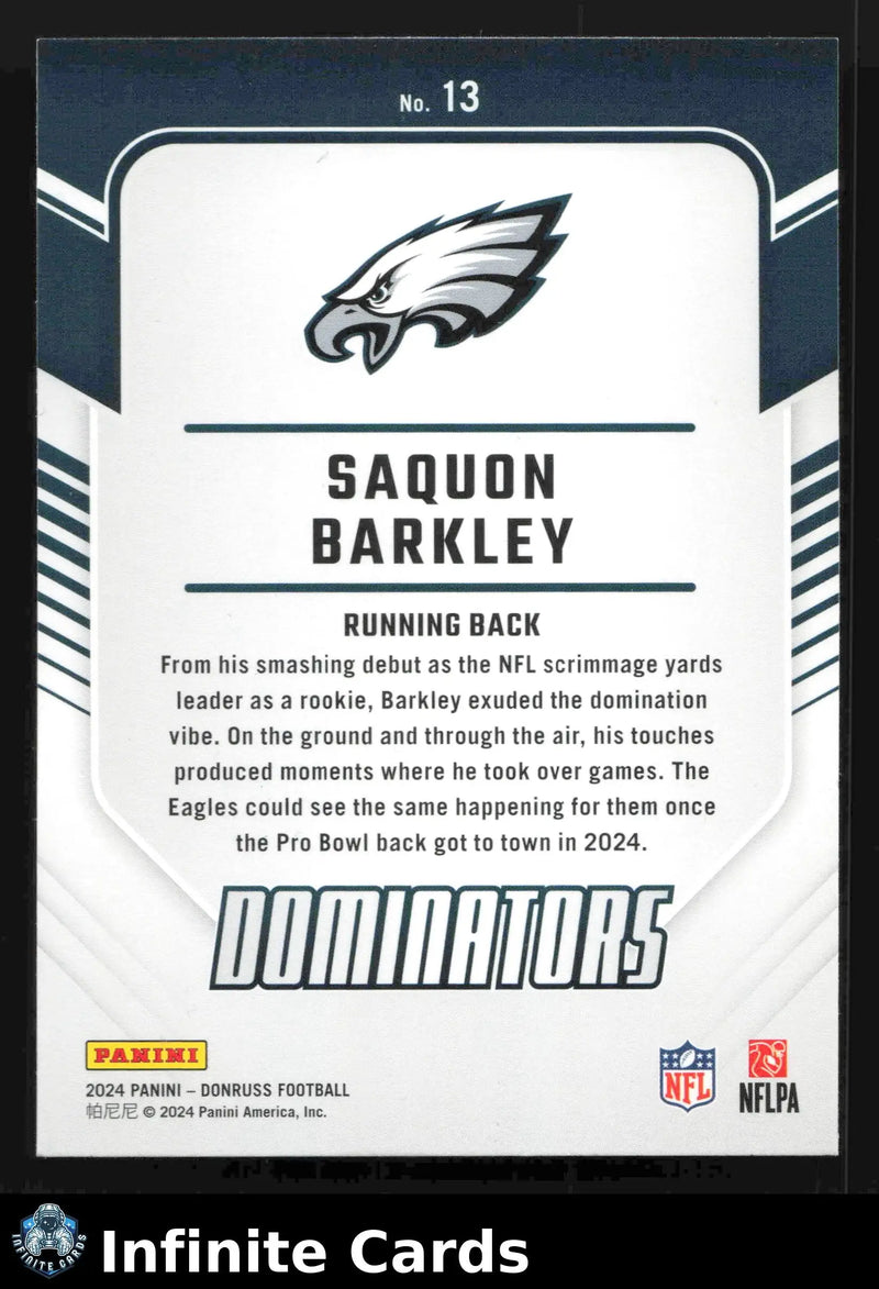 2024 Panini Donruss SAQUON BARKLEY #13 Dominators Philadelphia Eagles - Football Card Single