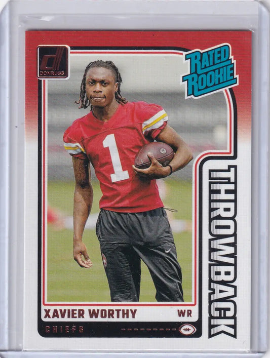 2024 Panini Donruss Throwback #50 Xavier Worthy - Kansas City Chiefs - Football Card Single
