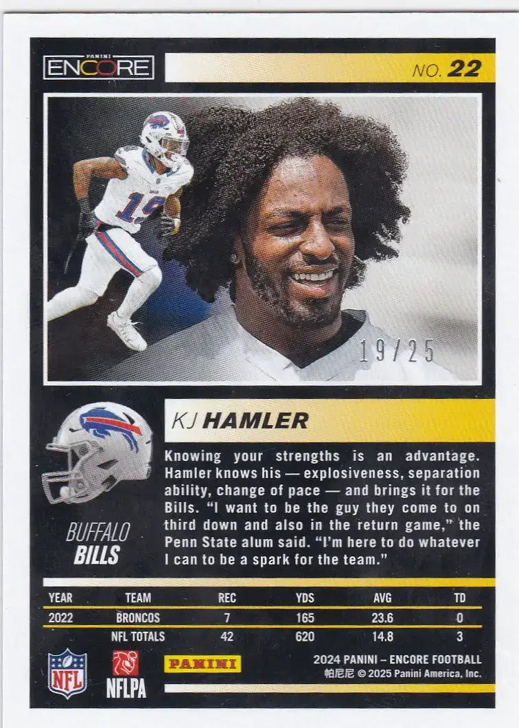 2024 Panini Encore #22 KJ Hamler BLUE 19/25 Buffal Bills SSP - Football Card Single