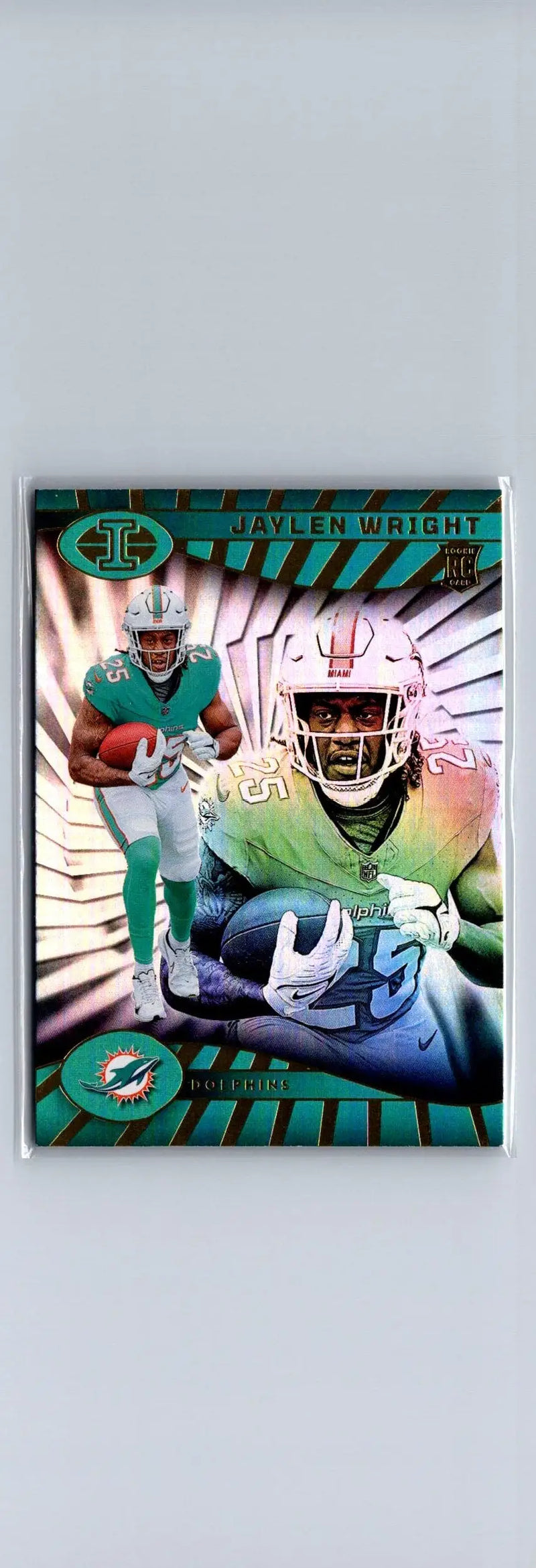 Jaylen Wright football card from 2024 Panini Illusions Yellow Diamond Trophy Collection
