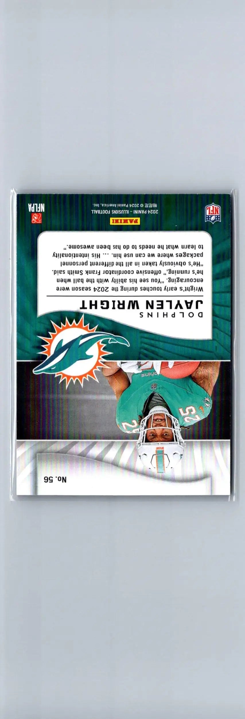 Football trading card of Jaylen Wright Yellow Diamond Trophy Collection 2024 Panini Illusions