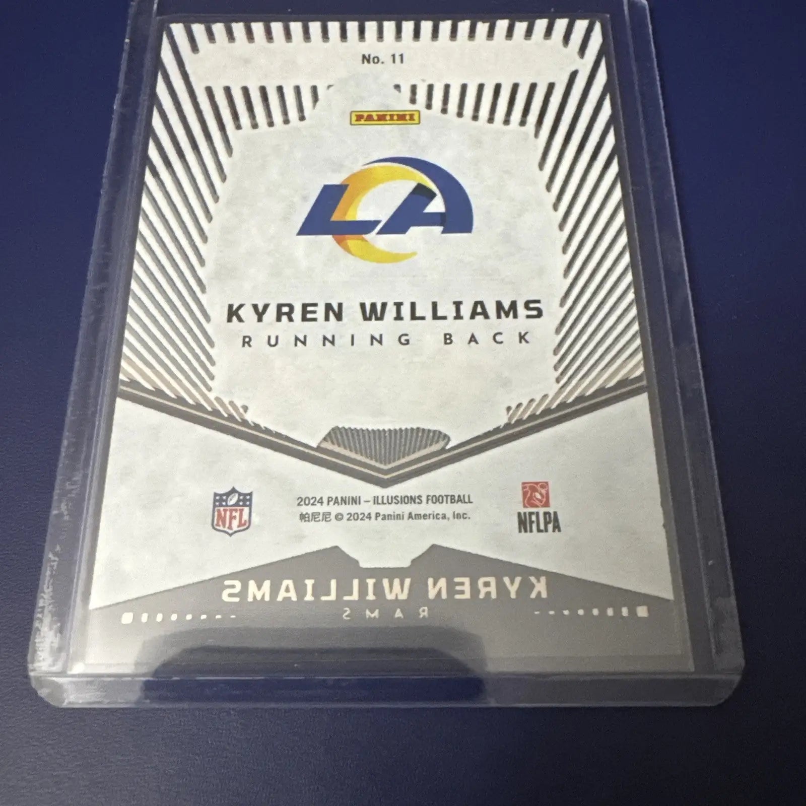Panini Illusions Kyren Williams football trading card in clear protective case