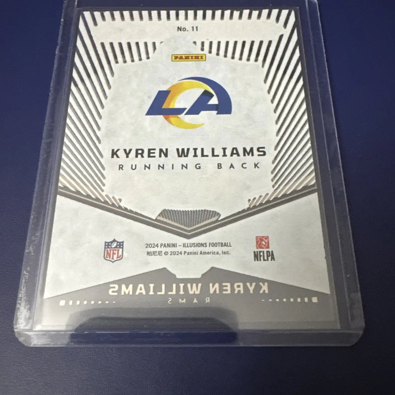 Panini Illusions Kyren Williams football trading card in clear protective case