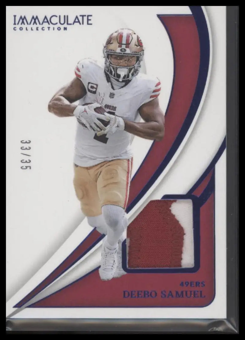 Deebo Samuel Panini Immaculate Collection football trading card with jersey patch