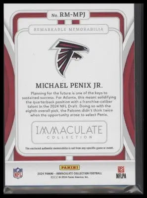2024 Panini Immaculate Collection Michael Penix Jr. #RM-MPJ Remarkable Mem #/49