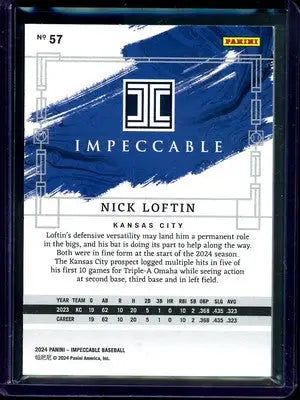 2024 Panini Impeccable Nick Loftin #57 36/60 Baseball - Baseball Card Single