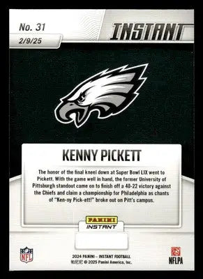 2024 Panini Instant Eagles Super Bowl LIX Champions #31 Kenny Pickett - Football Card Single