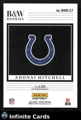 2024 Panini Instant Football ADONAI MITCHELL #BWR-27 B&W Rookies Colts RC - Football Card Single