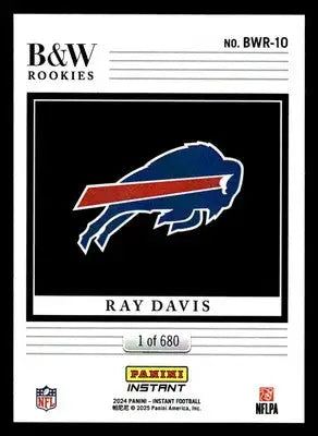 2024 Panini Instant NFL Black & White Rookies #BWR-10 Ray Davis - Football Card Single