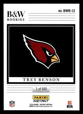 2024 Panini Instant NFL Black & White Rookies #BWR-12 Trey Benson - Football Card Single
