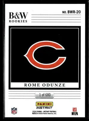 2024 Panini Instant NFL Black & White Rookies #BWR-20 Rome Odunze - Football Card Single