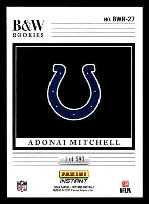 2024 Panini Instant NFL Black & White Rookies #BWR-27 Adonai MitchelI - Football Card Single
