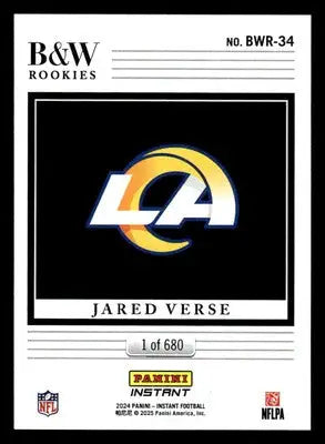 2024 Panini Instant NFL Black & White Rookies #BWR-34 Jared Verse Rams - Football Card Single