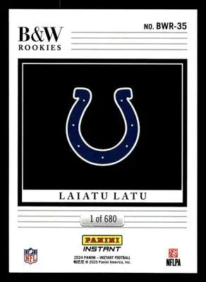 2024 Panini Instant NFL Black & White Rookies #BWR-35 Laiatu Latu RC Colts - Football Card Single
