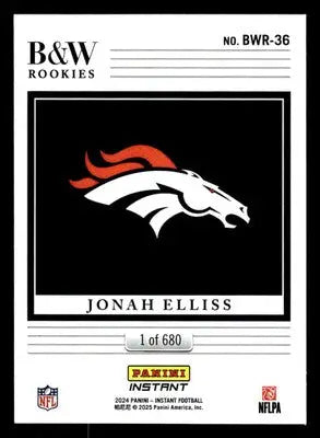 2024 Panini Instant NFL Black & White Rookies #BWR-36 Jonah Elliss - Football Card Single