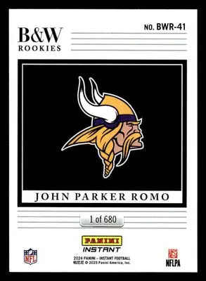 2024 Panini Instant NFL Black & White Rookies #BWR-41 John Parker Romo - Football Card Single