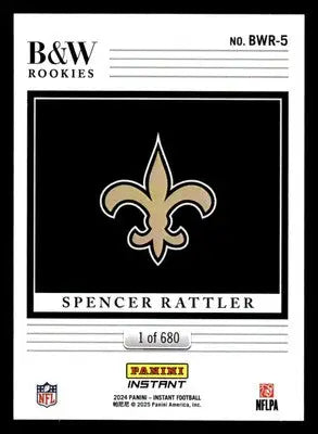 2024 Panini Instant NFL Black & White Rookies #BWR-5 Spencer Rattler - Football Card Single