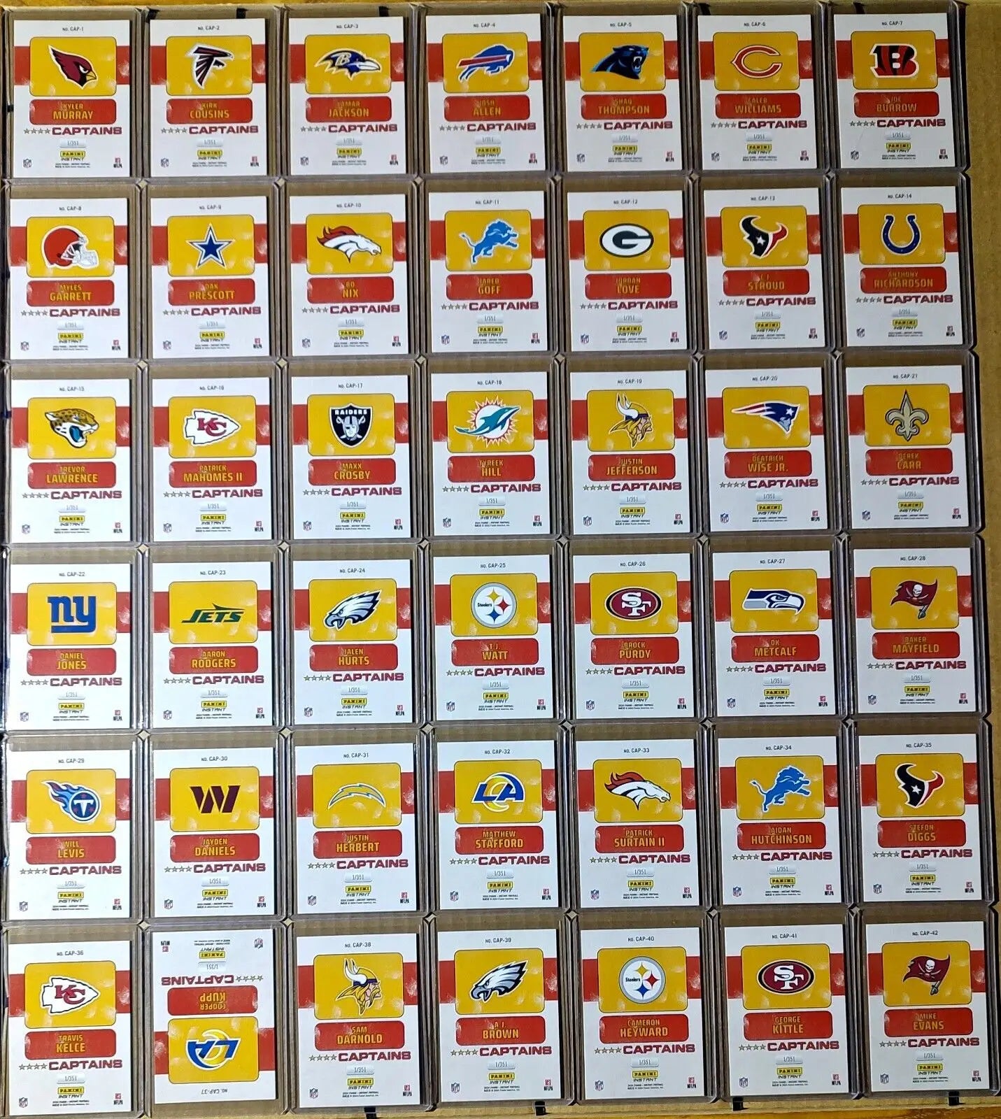 2024 Panini Instant NFL Captains Complete 42 Card Football Set 1/351 - Football Card Single