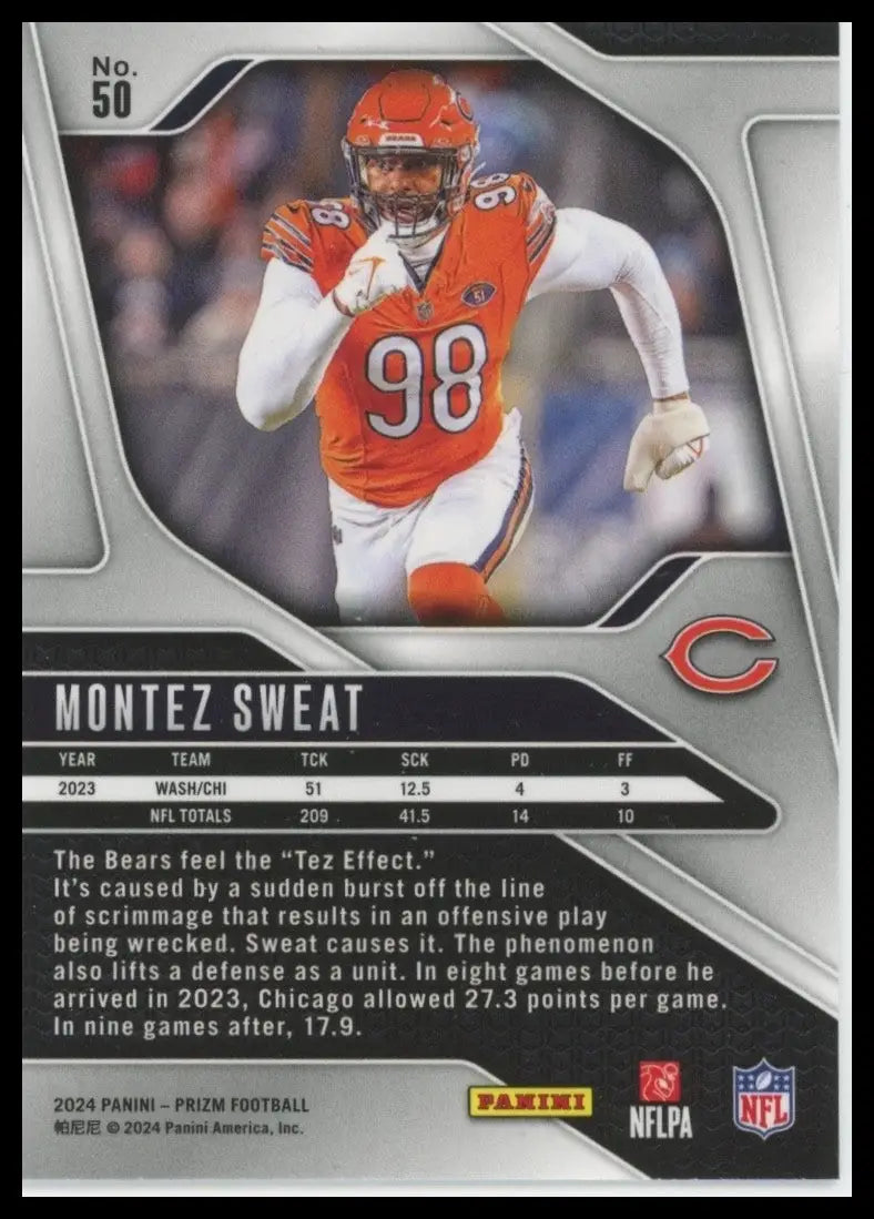 2024 Panini Montez Sweat #50 Chicago Bears Football Card NFL Sports - Football Card Single