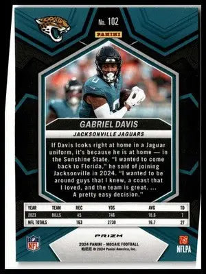 2024 Panini Mosaic #102 Gabriel Davis Mosaic Reactive Yellow - Football Card Single