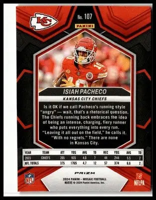 2024 Panini Mosaic #107 Isiah Pacheco Mosaic Reactive Yellow - Football Card Single