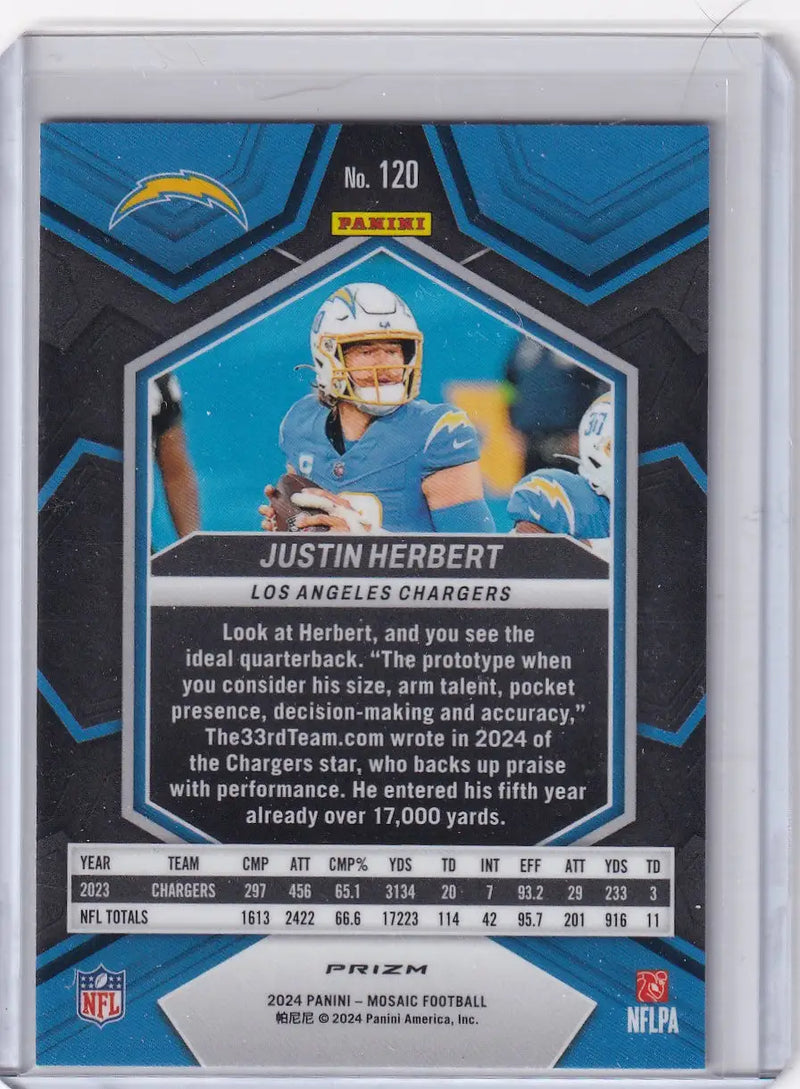 2024 Panini Mosaic #120 Justin Herbert - Los Angeles Chargers - Football Card Single
