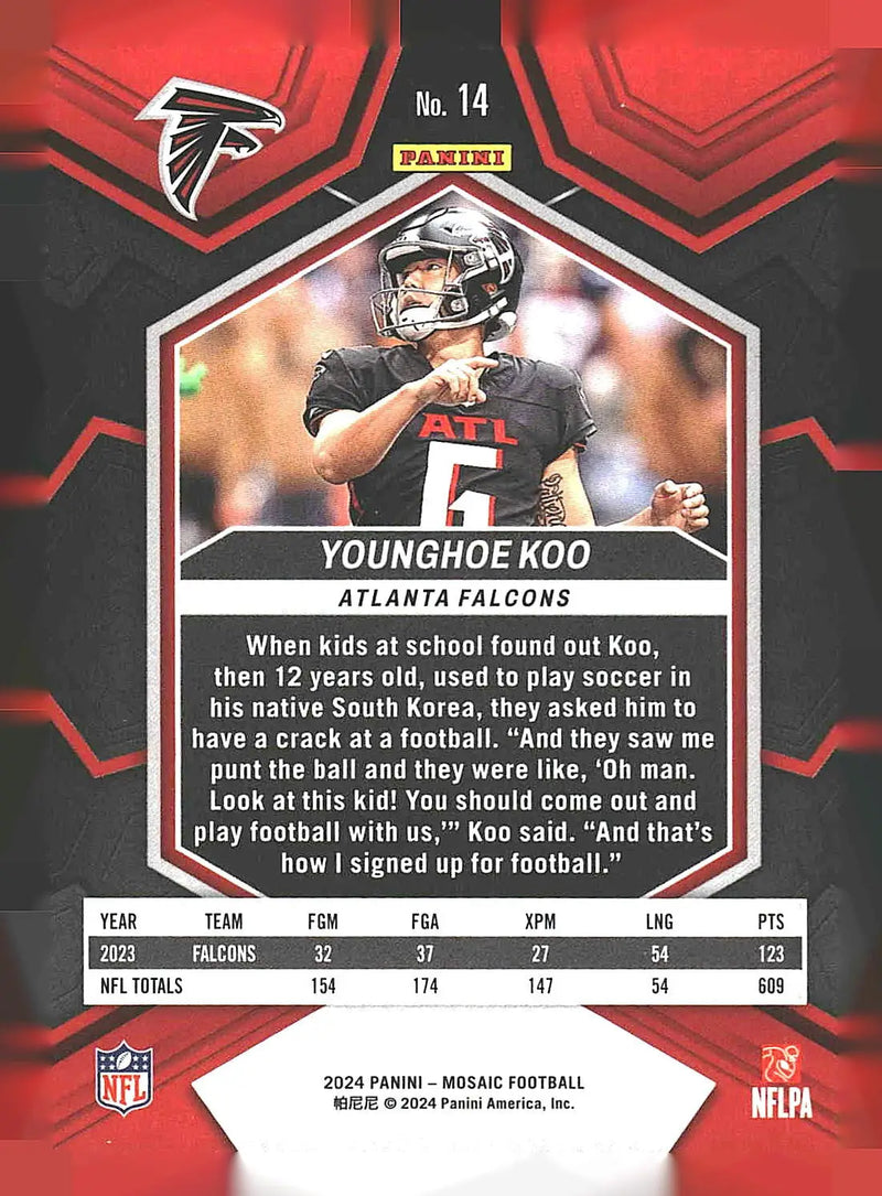 2024 Panini Mosaic #14 Younghoe Koo - Football Card Single