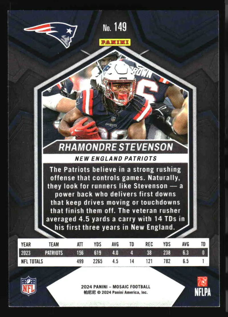 2024 Panini Mosaic #149 Rhamondre Stevenson - Football Card Single