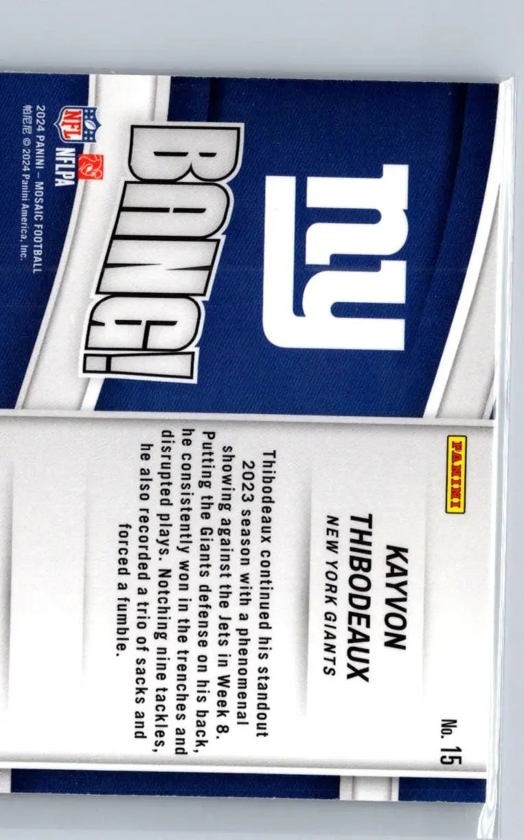 Football trading card of Kayvon Thibodeaux Bang from 2024 Panini Mosaic series