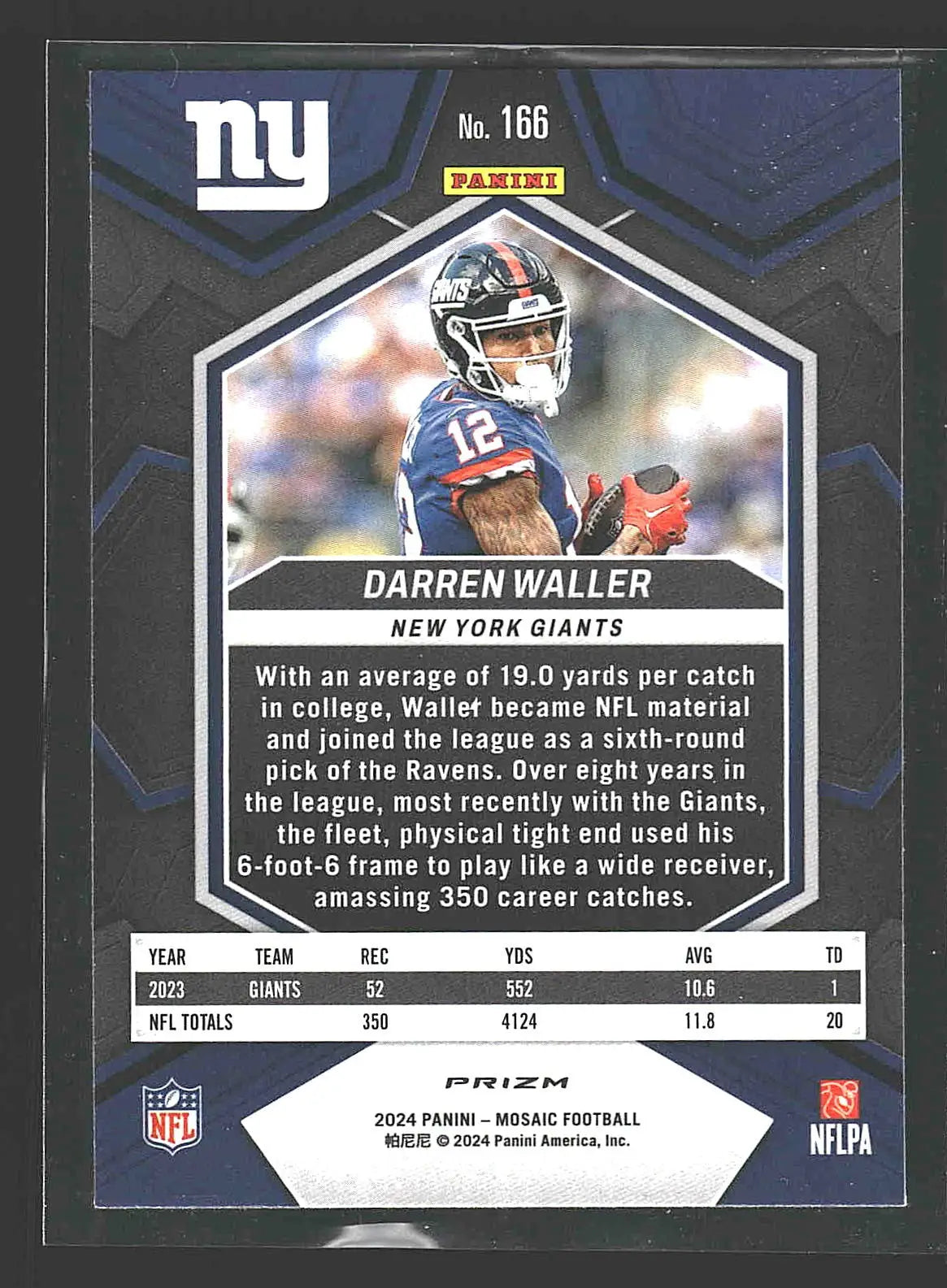 2024 Panini Mosaic #166 Darren Waller Silver New York Giants - Football Card Single