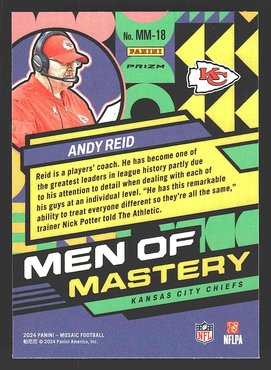2024 Panini Mosaic #18 Andy Reid Men of Mastery No Huddle Silver - Football Card Single